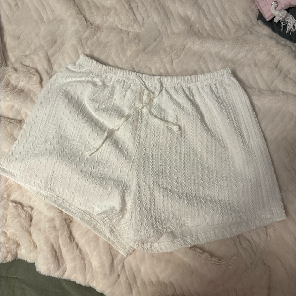 SHEIN White Textured Athletic Shorts